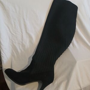 Black Thigh-High Heeled Boots